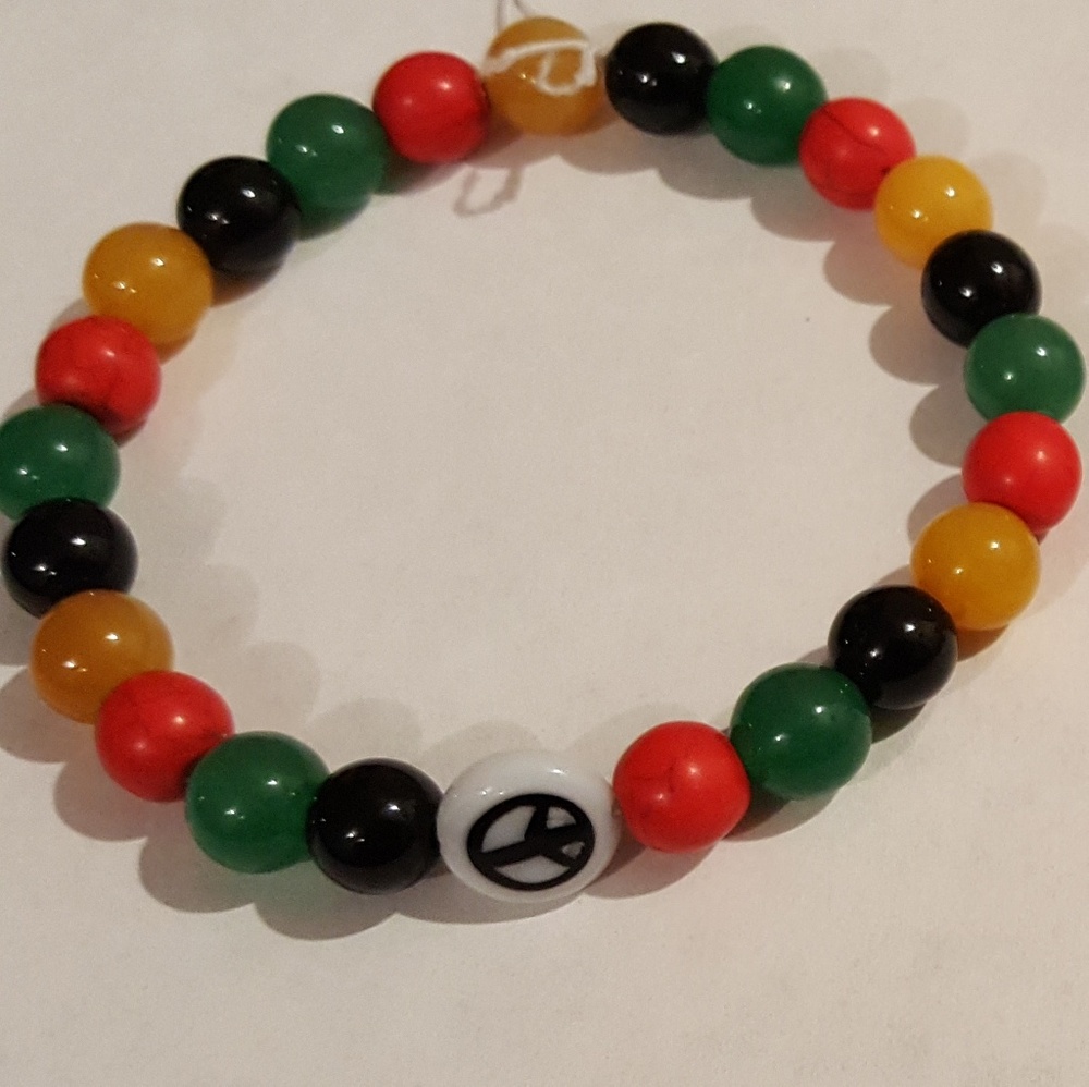 Reggae Rastafarian stretch PEACE natural agate new